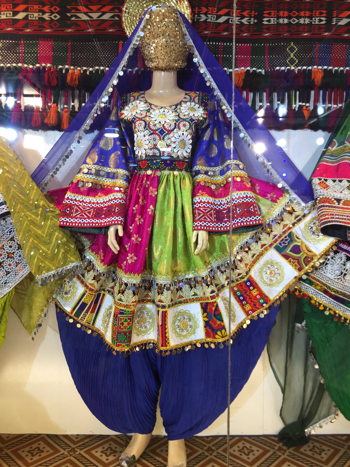 Cherma – Colorful Afghan Traditional Dress with Embroidered Top & Pleated Pants