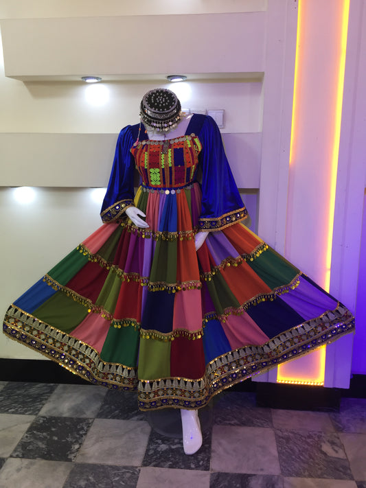 Cherma – Afghan Rainbow Patchwork Dress (Handcrafted Elegance)