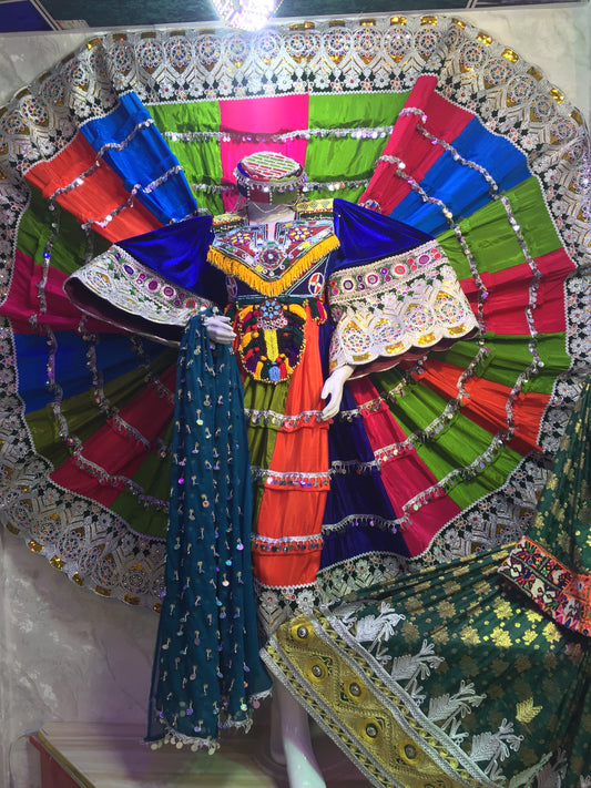 Afghan Traditional Dress – Multicolor with Mirror Work