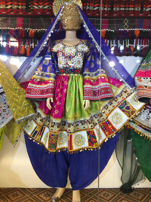 Cherma – Colorful Afghan Traditional Dress with Embroidered Top & Pleated Pants