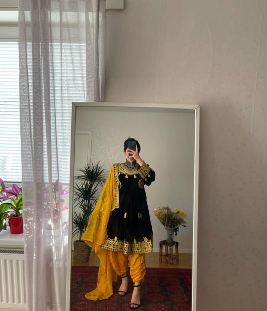 Black & Yellow Traditional Dress